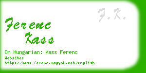 ferenc kass business card